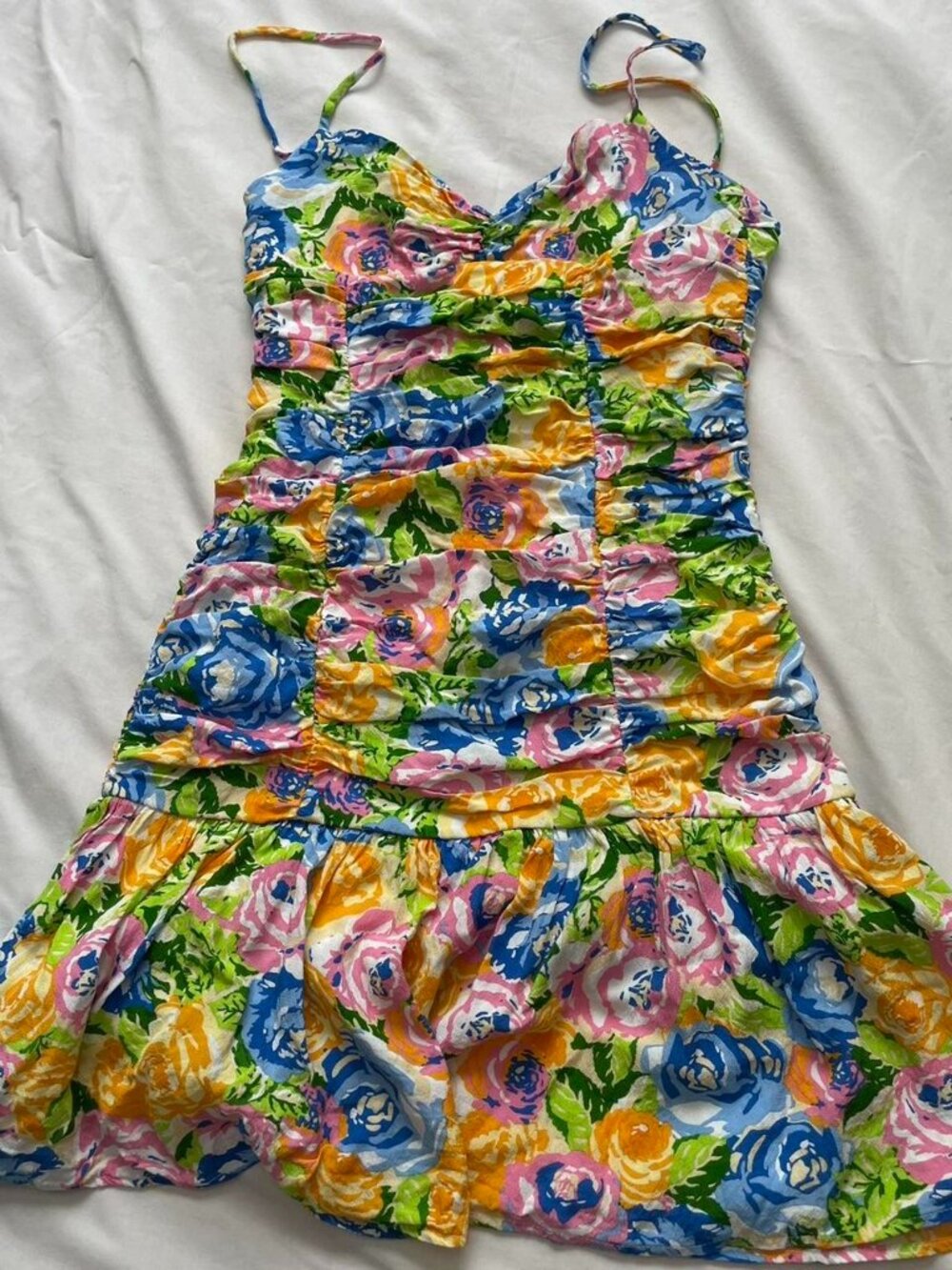 ZARA Printed Colourful Floral Dress with Draping